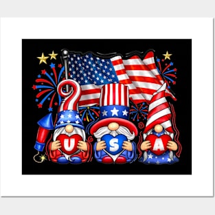 4th Of July Patriotic Gnomes Sunglasses American Fireworks Posters and Art